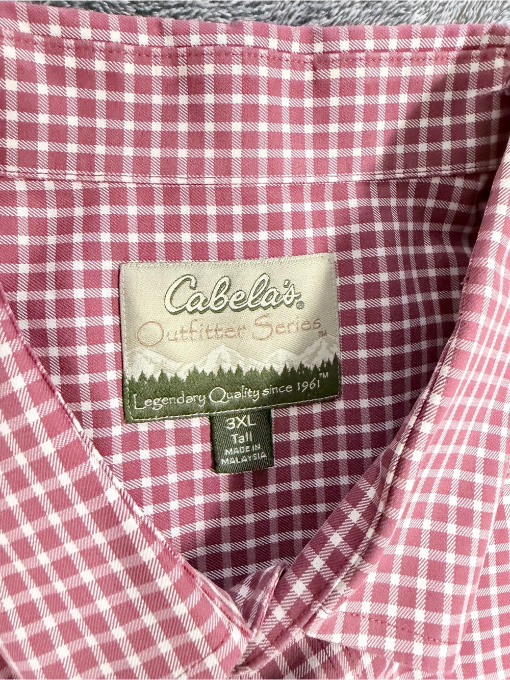SKU 1308 Cabela's Pink and White Gingham Button-Down Shirt